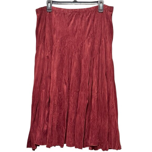 Coldwater Creek Flocked Asymmetric Wine Red Maxi Boho Skirt Womens XL Petite - Picture 3 of 7